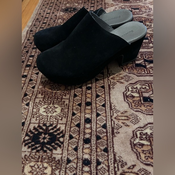 Chocolat Blu women’s black suede Ginette platform clogs size 10 leather - Picture 2 of 8